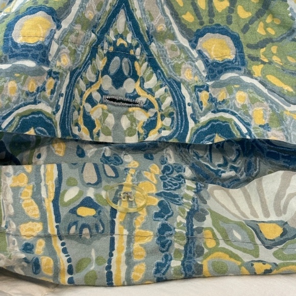 Pottery Barn Rosalie Queen Duvet & 2 Euro Shams Paisley Aqua Blue Yellow Green - Picture 8 of 13